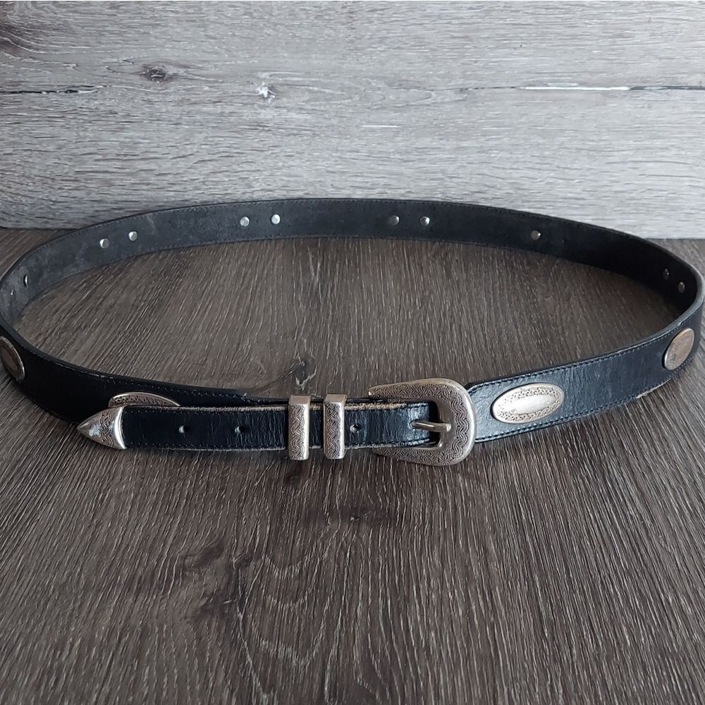 Women's Western Style Concho Leather Belt 49.5" Long